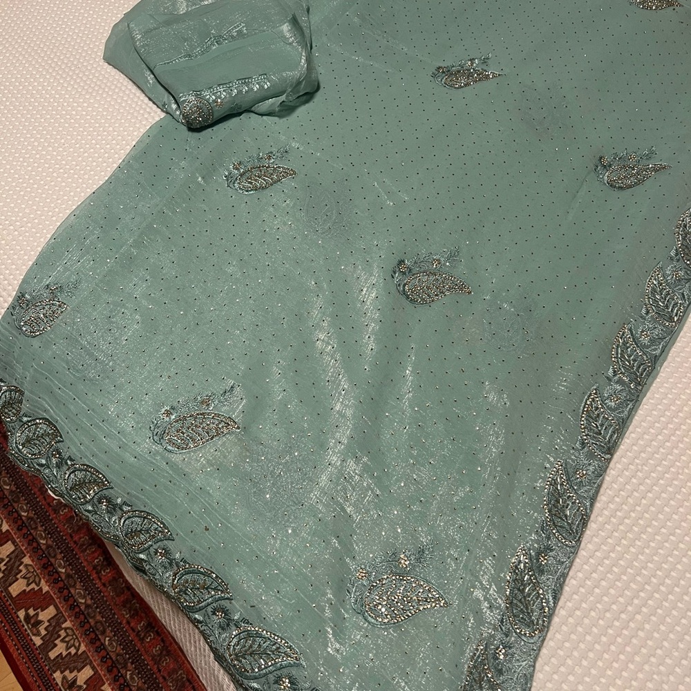 Brand New Elegant Sea Green Formalwear Sari